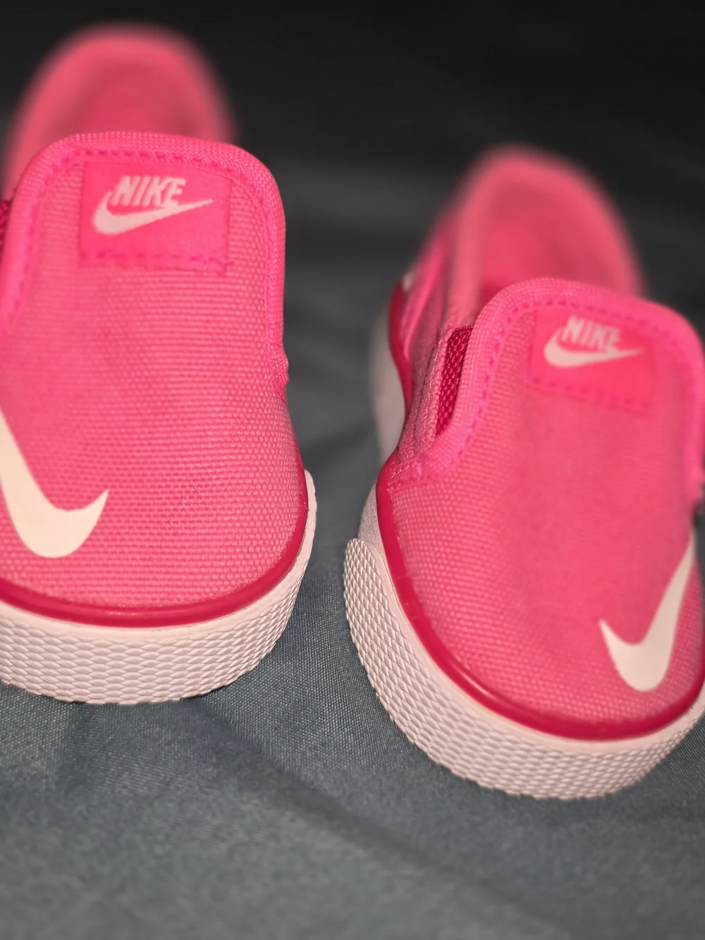 Nike Kids Slip-On Sneakers - Hot Pink with White Swoosh